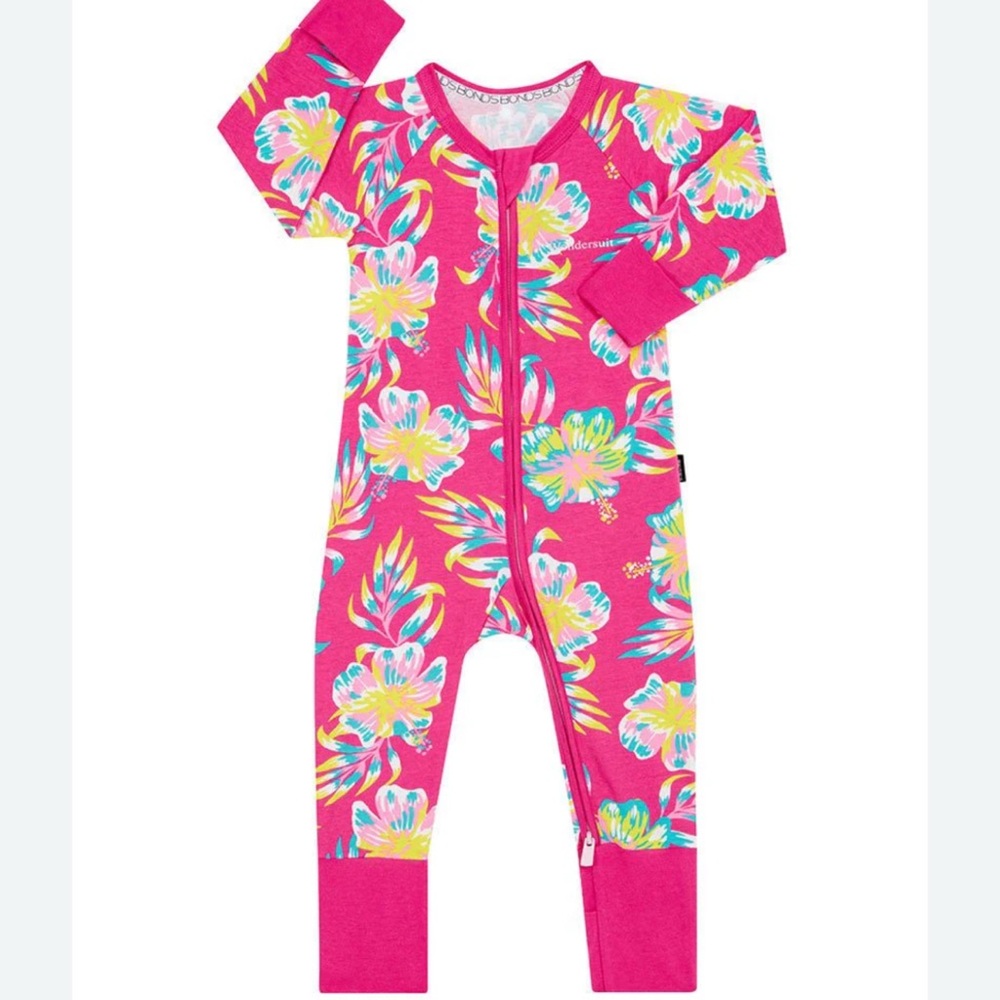 BONDS ZIPPY WONDERSUIT LONG SLEEVE - Summer High Biscus Pink Zing 0-3 months